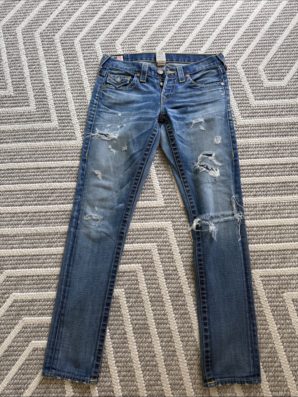 True Religion Distressed Blue Skinny Jeans
